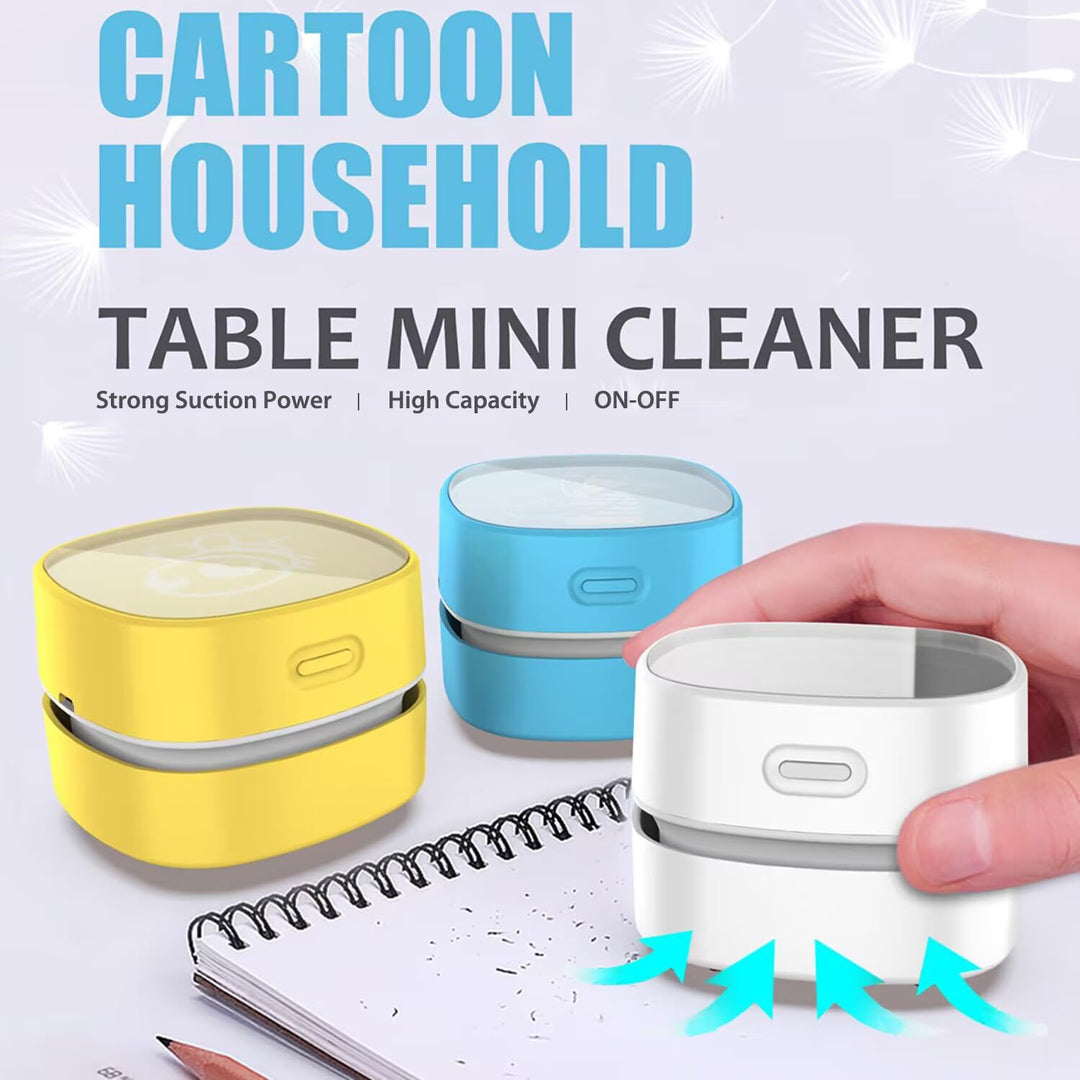 Desktop Vacuum Cleaner, Mini Table dust Sweeper Energy Saving,High Endurance up to 90 mins,Cordless&amp;360º Rotatable Design for Keyboard/Home/School/Office(White AA Battery)