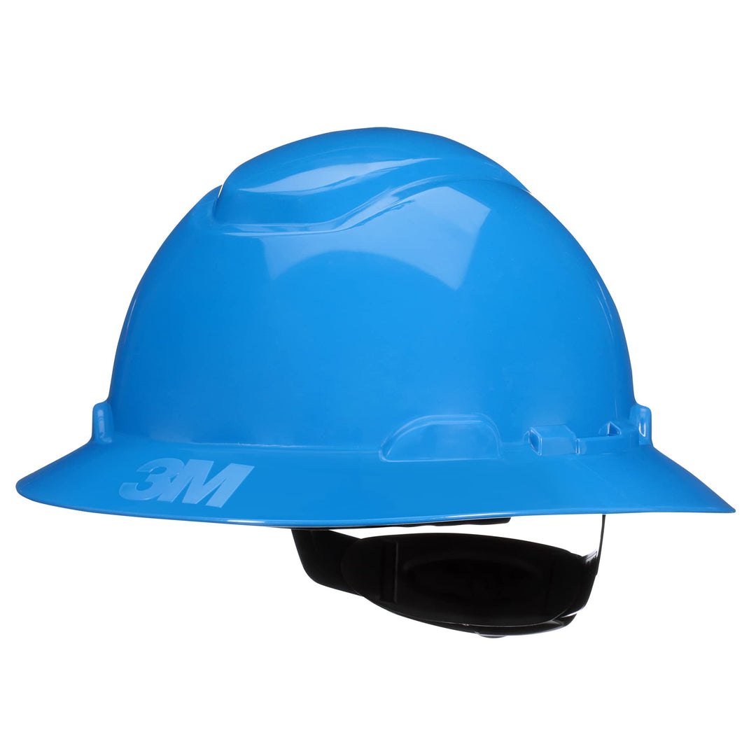 3M Hard Hat H-803SFR-UV, Blue, Non-Vented Full Brim Style Safety Helmet with Uvicator Sensor, 4-Point Pressure Diffusion Ratchet Suspension, ANSI Z87.1