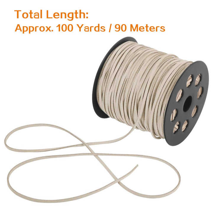2.6mm Suede Cord, 100 Yards Flat Faux Leather Lace Cord for Necklaces, Bracelets, Jewelry Making, Beading and DIY Crafts (Ivory)