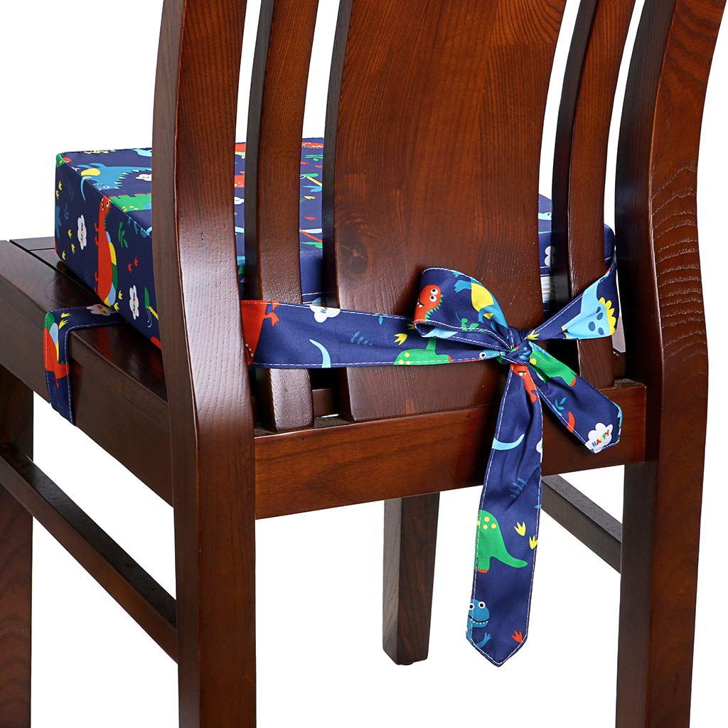 Chair Increasing Cushion - Baby Toddler Kids Infant Portable Dismountable Highchair Booster Cushion Washable Thick Chair Seat Cloth Straps (Dinosaur Blue)