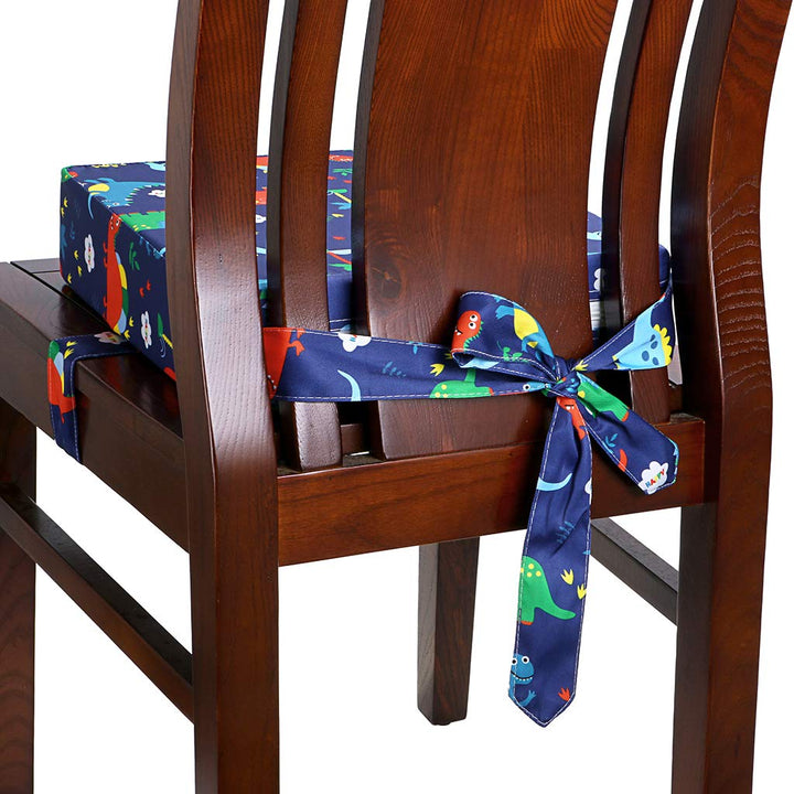 Chair Increasing Cushion - Baby Toddler Kids Infant Portable Dismountable Highchair Booster Cushion Washable Thick Chair Seat Cloth Straps (Dinosaur Blue)