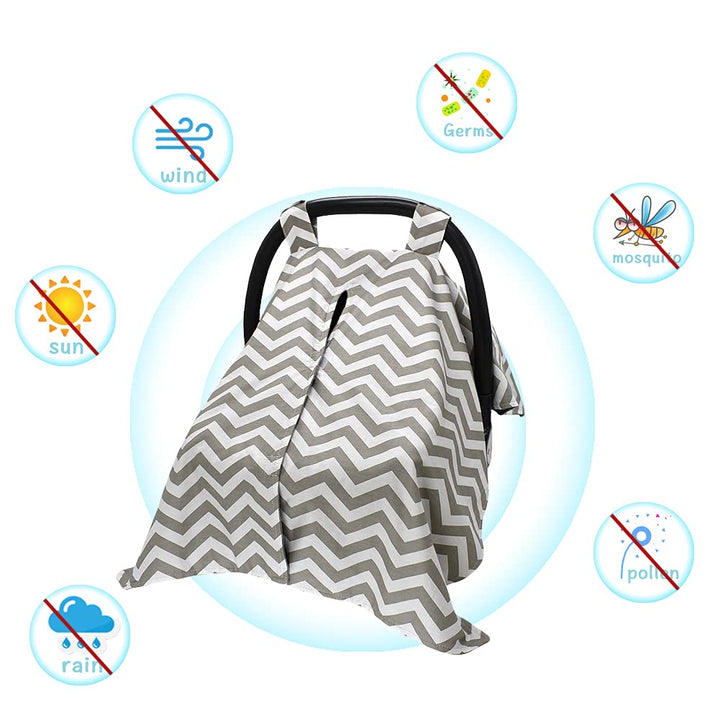 Baby Carseat Canopy Cover, Nursing Breastfeeding Cover, Infant Stroller Cover, Baby Blanket All in 1 Multi Use Cover with Peekaboo Opening, Breathable Cotton for Mom Boy Girl Toddler Baby Gift