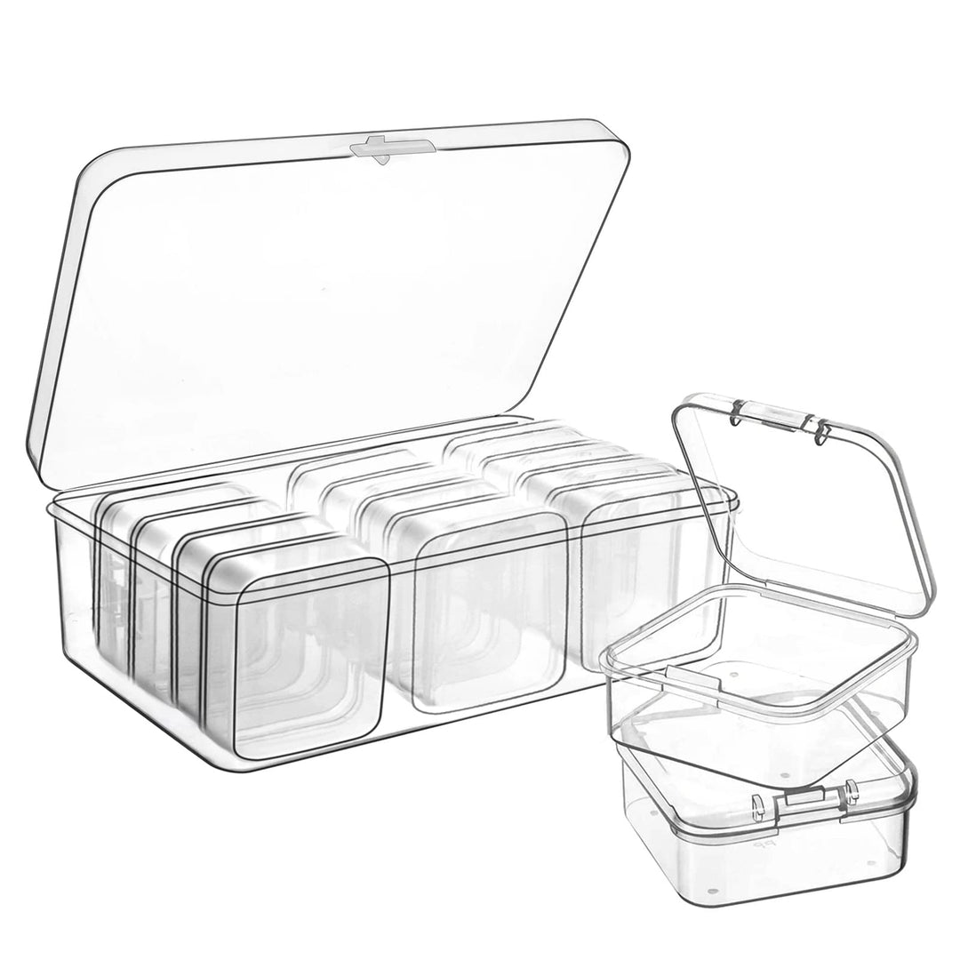 12 Pieces Plastic Storage Cases Mini Clear Bead Storage Containers Transparent Boxes with Hinged Lid and Rectangle Clear Craft Supply Case
