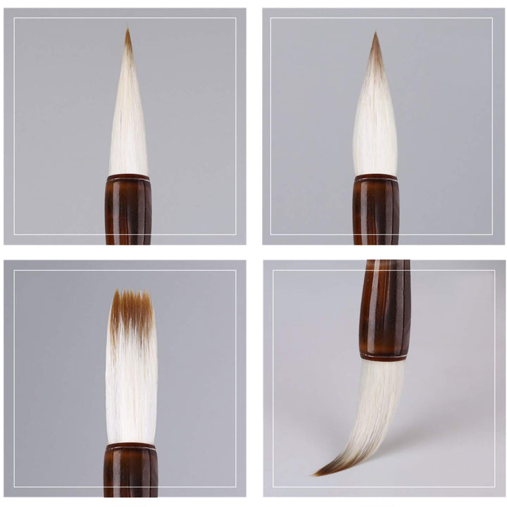 Chinese Calligraphy Brush Kanji Japanese Art Sumi Writing Painting Drawing Practicing Brush Set for Students and Beginners, Wolf Sheep Mix Brush, Set of 3 (S,M,L)