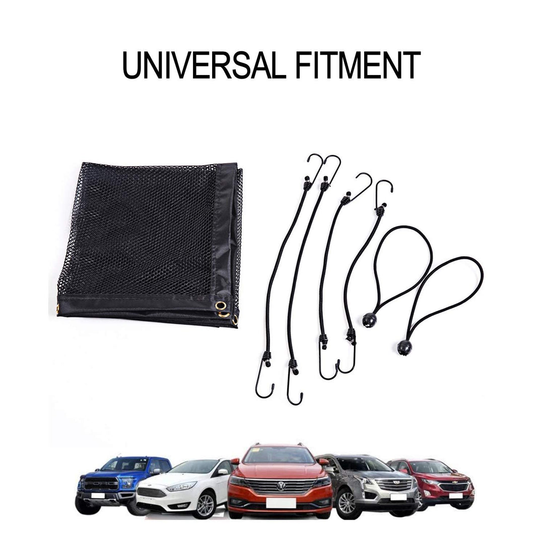 Dog Car Barrier, Adjustable Dog Net for Car Between Seats, Pet Net Barrier Front Seat, SUV Car Mesh Barrier Back Seat with Flexible Bungee Cords and Hooks, Universal Fit Sturdy Mesh Front Seat Barrier