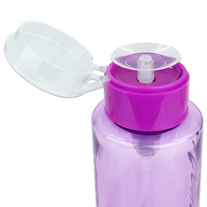 Pana Brand 10Oz. (Quantity: 1 Piece) Alcohol Labeled Liquid Push Down Pump Dispenser Bottle With Flip Top Cap (Purple)