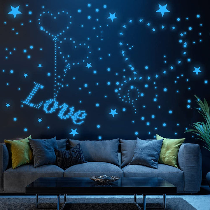 Airsnigi Glow In The Dark Stars For Ceiling, 1120Pcs Wall Decals Long-Lasting Glowing Star Wall Self-Adhesive Stickers Perfect Gifts For Kids Room Decor, Halloween, Christmas - Blue