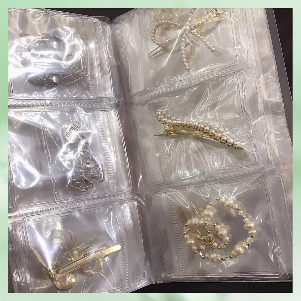 Jewelry Storage Book with 100 Pcs Zipper Lock Bag, Anti Oxidation Transparent Jewelry Organizer Book Album, Portable Jewelry Display Book, Holder Book for Earring, Necklace, Rings