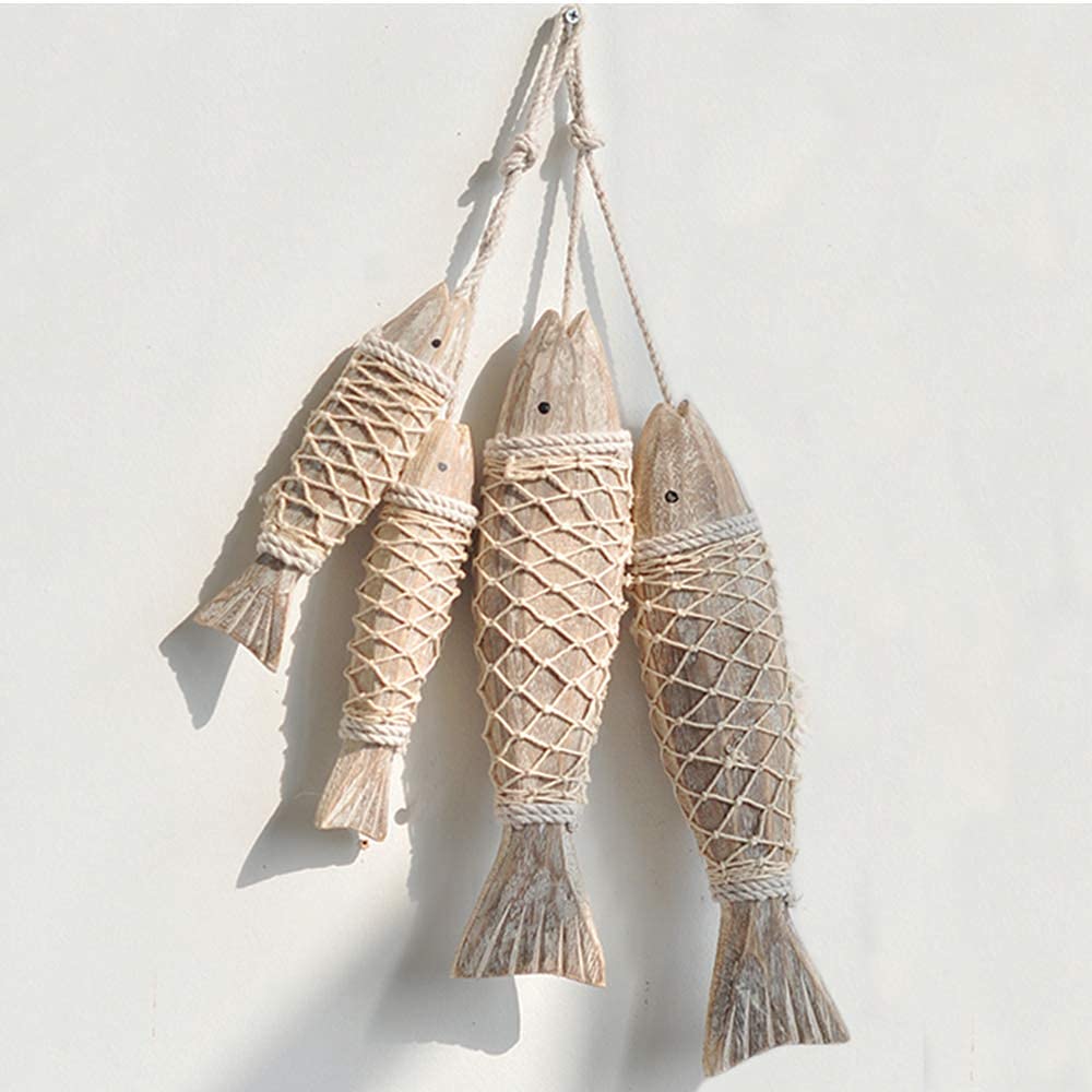 Drugstore Shoulder Deep Massager 4 Pack Hand Fish Wooden Nautical Fish for Bathroom Bedroom Set of 4 F