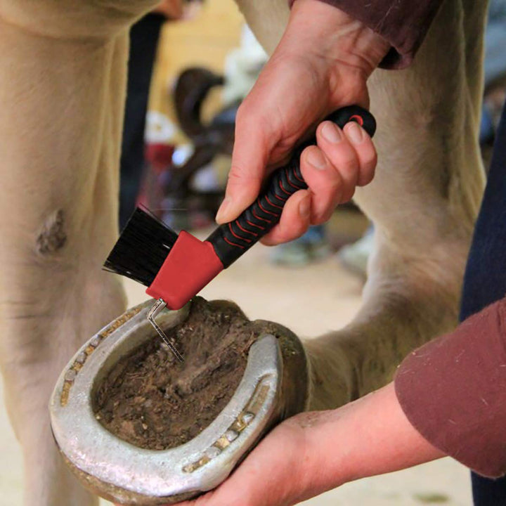 BOTH WINNERS Horse Hoof Pick Brush with Soft Touch Handle (Red)