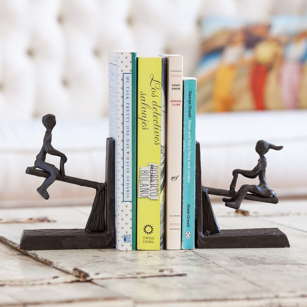 . ZI13023 See-Saw Metal Bookend Set. Iron Metal Art for Home and Office Decor – Decorative bookends for Shelves. Perfect Accents for Your Book Shelf or Coffee Table Book Organization