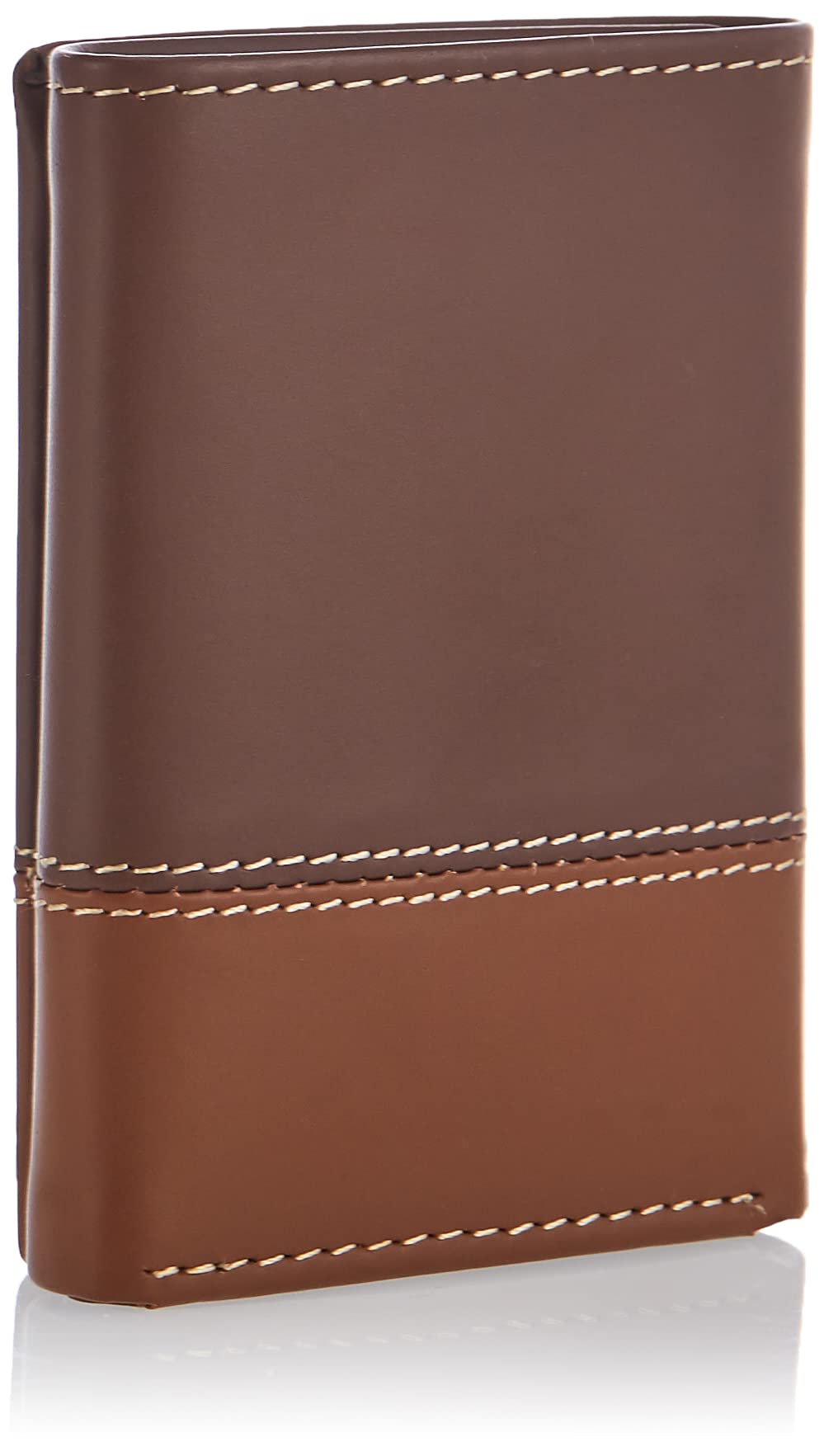 Men&#39;s Leather Trifold Wallet with Id Window, Brown/Tan, One Size