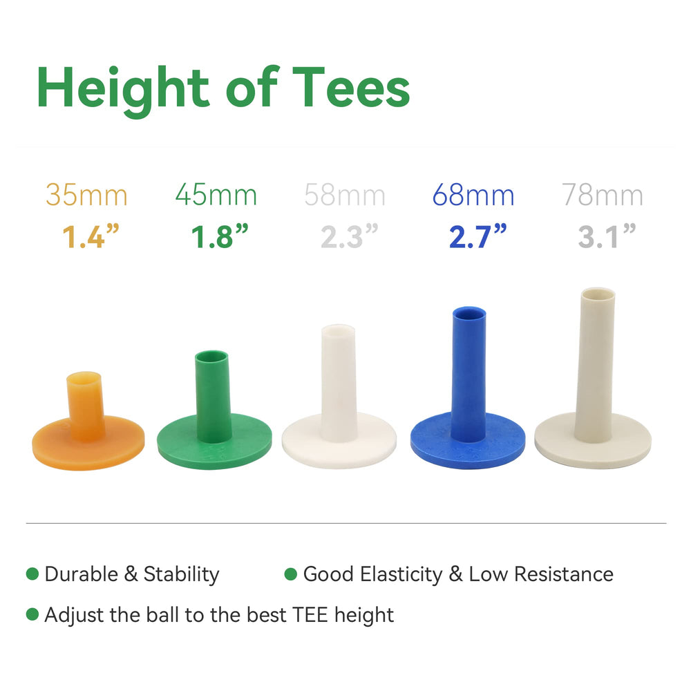 Golf Rubber Tees Practice Training - , Driving Putting Chipping Range Mixed Size, Excellent Effect Used with Golf mats and Golf nets, Suitable for Indoor Outdoor Backyard Home Office (5)