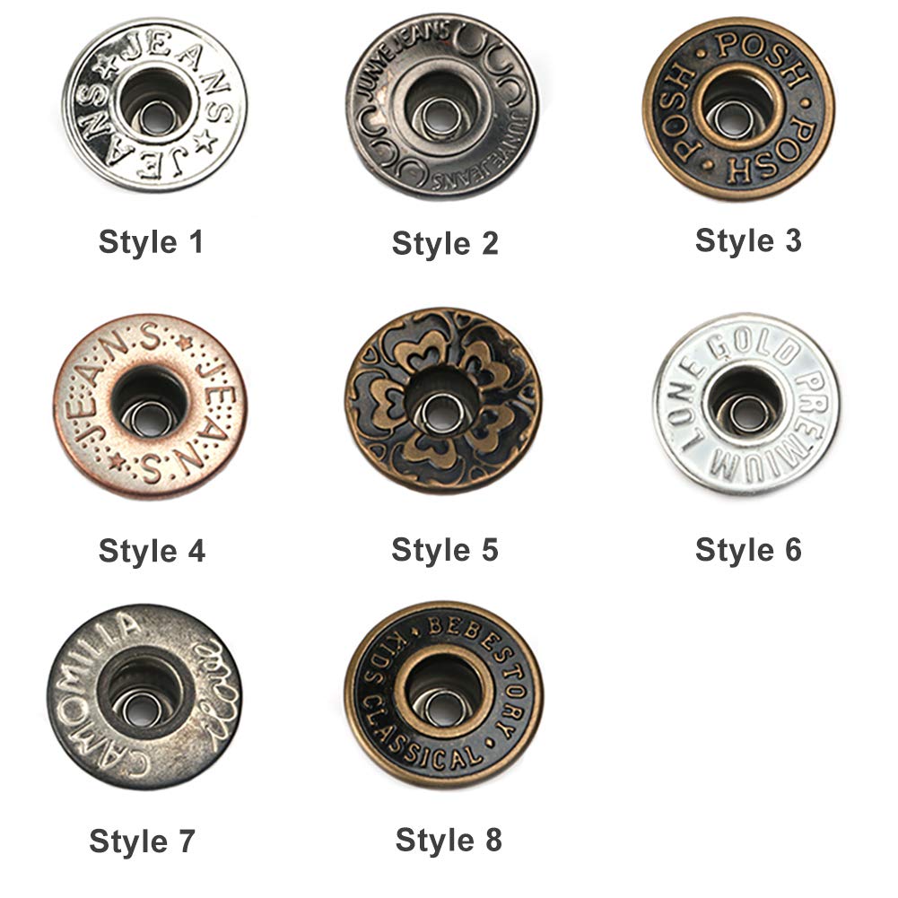 20 Pieces Jeans Button Tack Buttons Snap Fastener Press