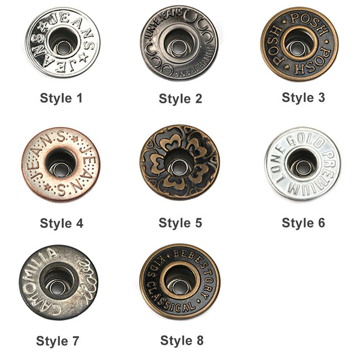 20 Pieces Jeans Button Tack Buttons Snap Fastener Press