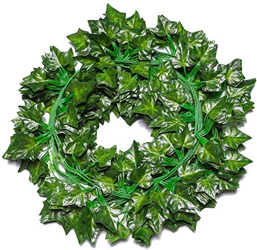 Fake Ivy Leaves Artificial Ivy Greenery Vines for Room Decor Leaves Room Decor Fake Leaves Ivy Eucalyptus Garland Faux Vines Wedding Decor (24 Strands of Ivy)
