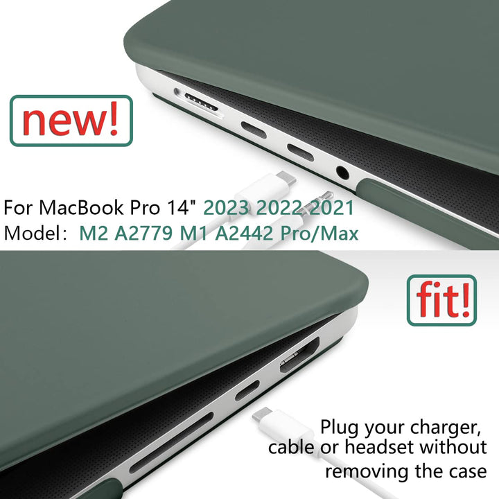 for M4 MacBook Pro 14 inch Case 2024 2023 2021 A3112/A3401/A3185/A2918/A2992/A2779/A2442 M3 M2 M1 Pro/Max,Laptop Shell with Keyboard Cover &amp; Screen Protector&amp;Webcam Cover,Matte Midnight Green