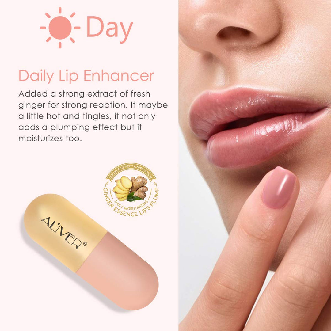 Lip Plumper Gloss- Natural Lip Plumper,Plumper Set Contains Day and Night Lip Gloss -Clear Lip Plump Gloss-Enhancer for Fuller &amp; Hydrated Lips | Give Volume,Moisturize