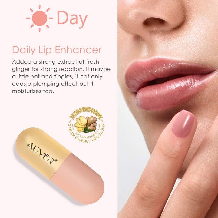 Lip Plumper Gloss- Natural Lip Plumper,Plumper Set Contains Day and Night Lip Gloss -Clear Lip Plump Gloss-Enhancer for Fuller &amp; Hydrated Lips | Give Volume,Moisturize