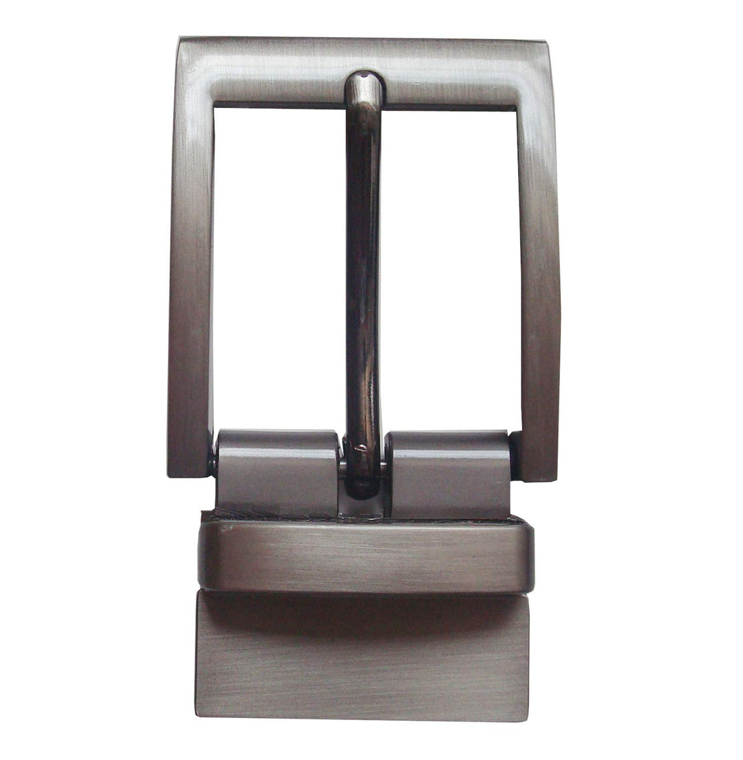 Men&#39;s Solid Buckle Automatic Ratchet Leather Belt Buckle Head (brush gunmetal gray)