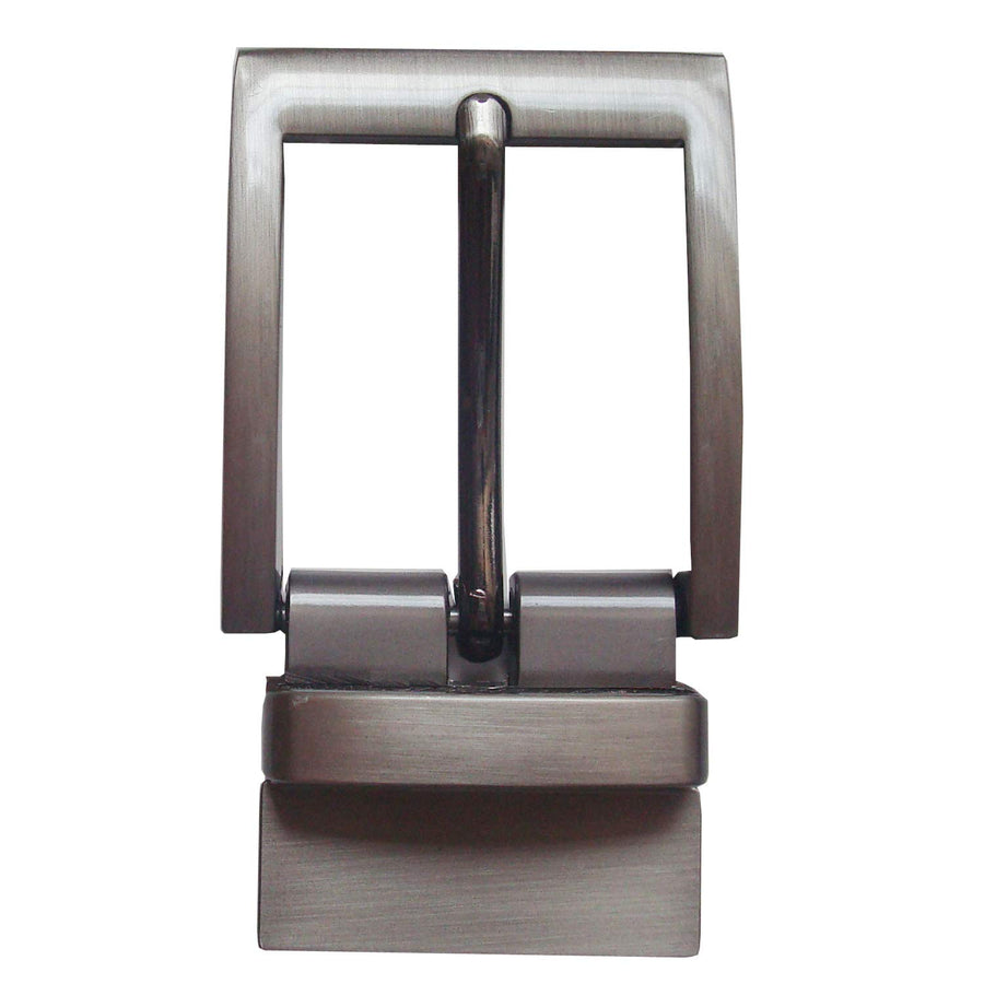 Men's Solid Buckle Automatic Ratchet Leather Belt Buckle Head (brush gunmetal gray)