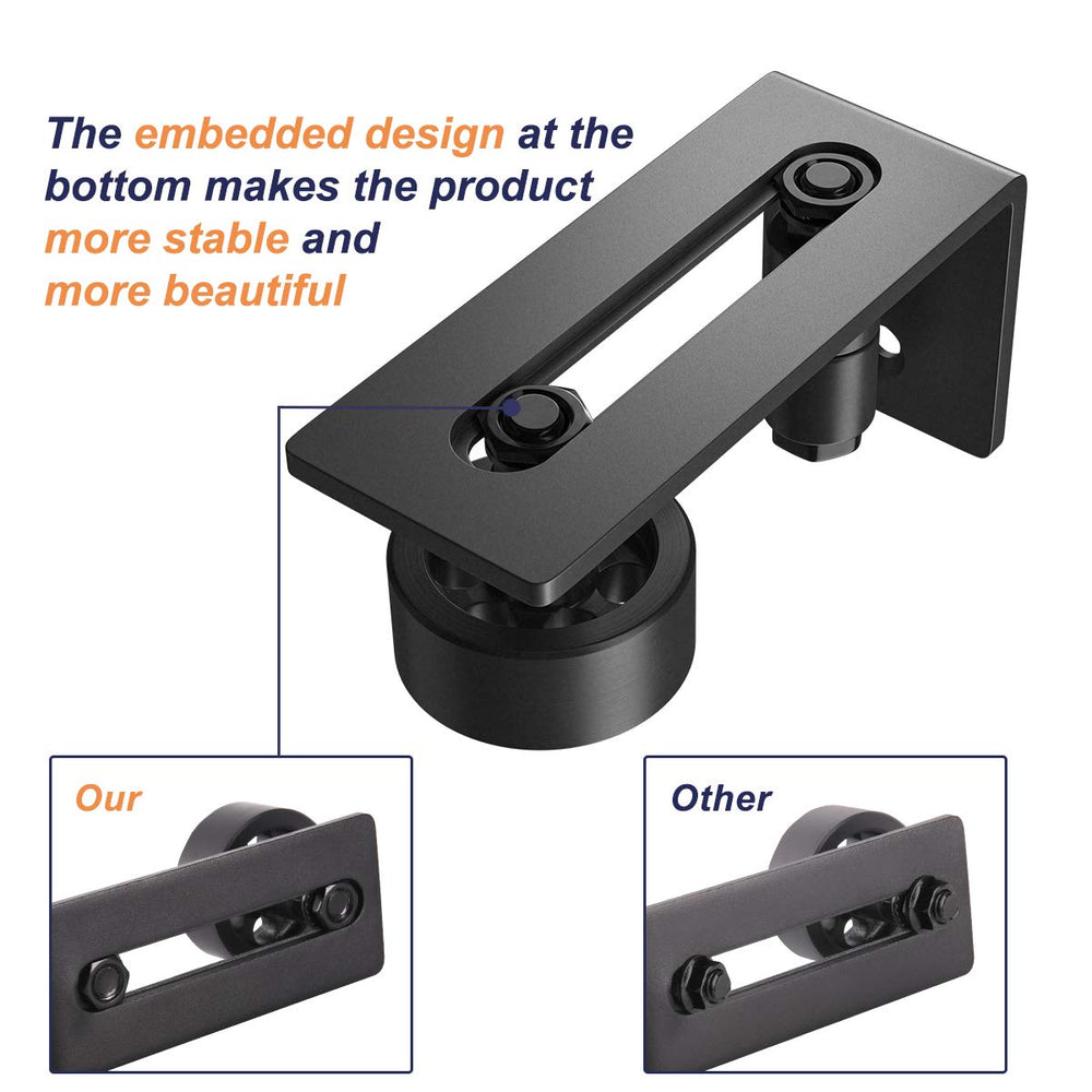 Sliding Barn Door Floor Guide for Bottom Adjustable Roller - 8 Setup Options for DIYers - Flush Design Bottom Flat Barn Door Floor Guide Stay Roller (Black) 1PCS