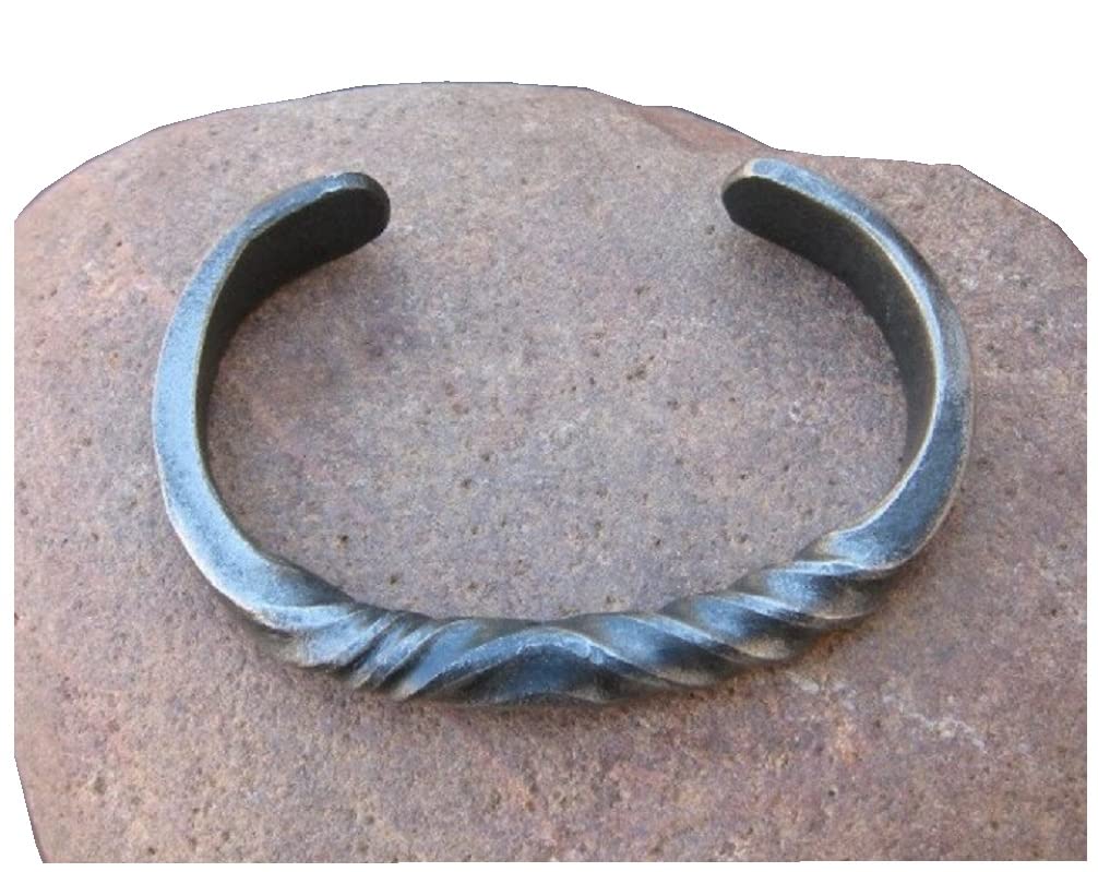 Hand Forged Twisted Iron Bracelet Jewelry Fantasy Larp Goth Gothic Metal Fashion Bangle