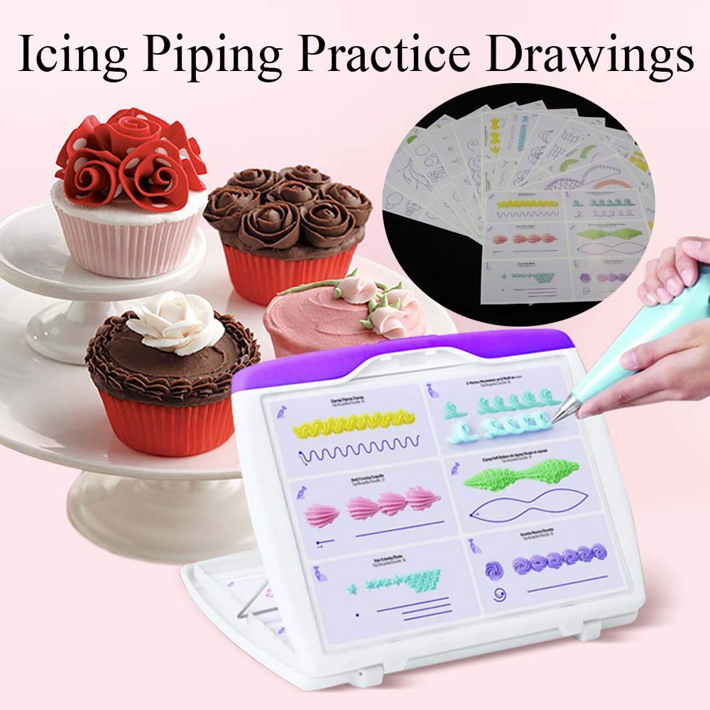 Icing Piping Nozzles Practice Drawings, Cake Pastry Beginner Practice Paper Fondant Decorating Including 23 Popular Patterns Gifts for Women