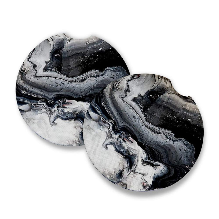 Black Marble | Car Coasters for Drinks Set of 2 | Perfe