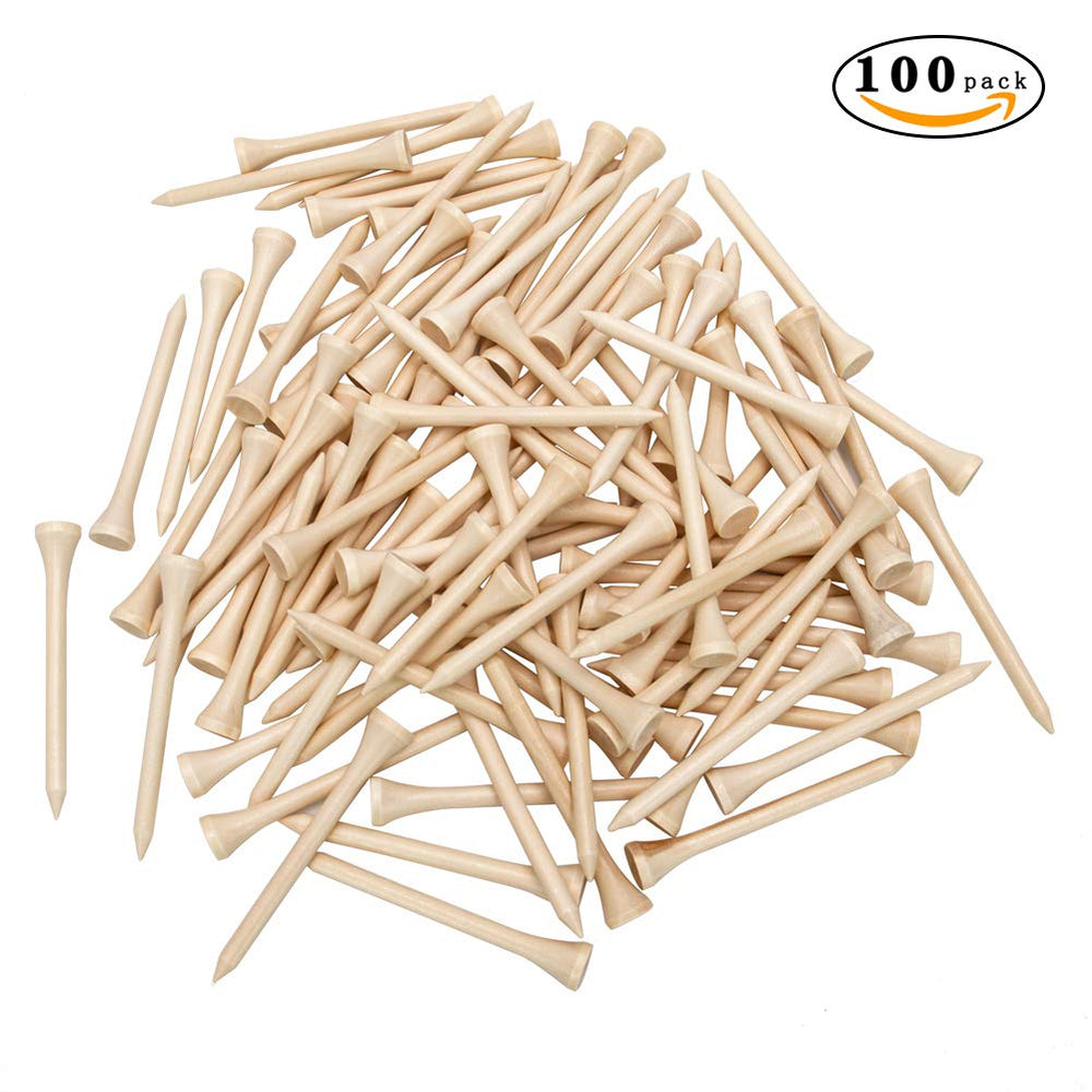 Golf tees 3 1/4 inch Less Friction Wood Tees Training for Golfer Professional Natural Wood Golf tees Bulk 100 Count Golfing Tees
