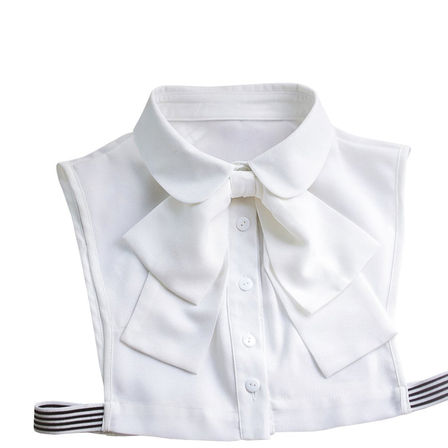 Shinywear Korean Women White Detachable Bow False Shirt