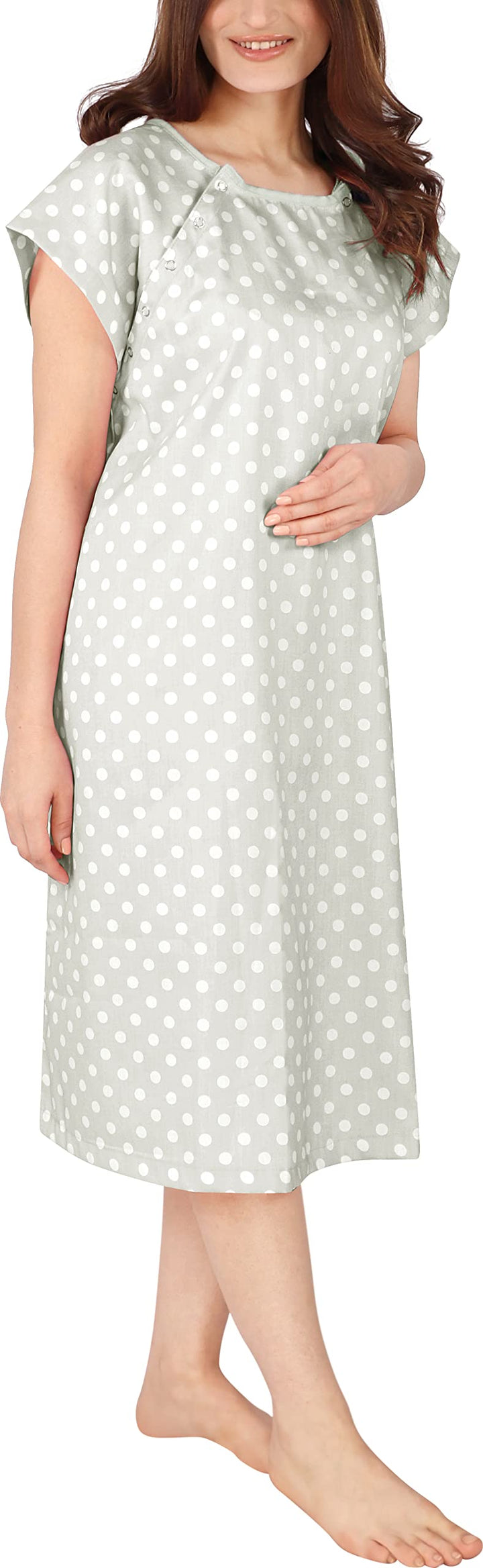 Utopia Care Women's Hospital Gown Soft Comfortable and Stylish Patient Gown, Small-Medium, Polkadots Grey