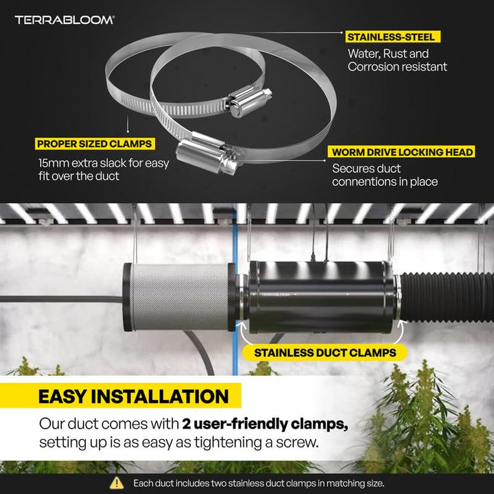 TerraBloom 8 Inch Aluminum Flex Duct - 8 FT Long, Flexi