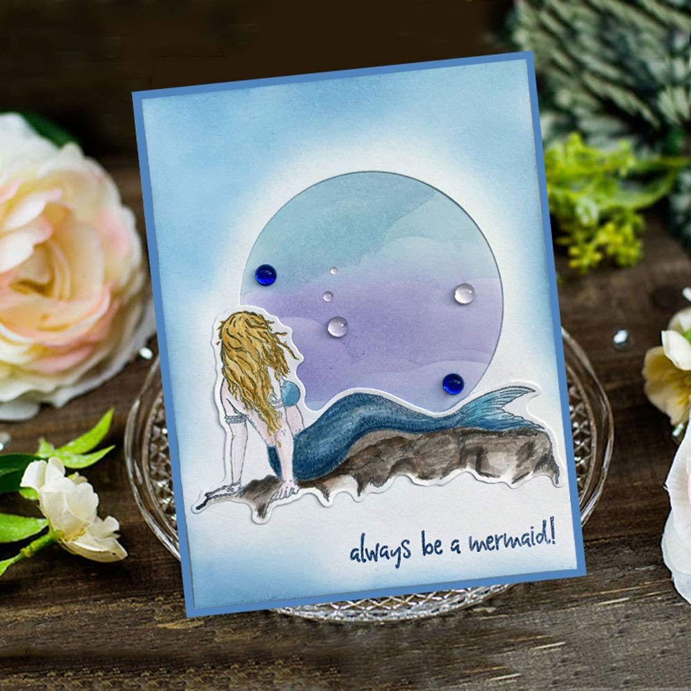 Mermaid Compass Ship Captain Lighthouse Pearl in Shell Clear Stamps and Dies Set, 6.1 by 7.5 Inch, DIY Scrapbooking Card Making Paper Crafts Silicone Stamps and Dies