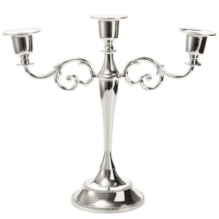 YOUEON 3 Arm Silver Candelabra, Candelabra Candle Holder, 10 Inch Tall Candlesticks Holder, Elegant Taper Candle Holder Centerpiece for Wedding, Church, Halloween, Dining, Home Decor