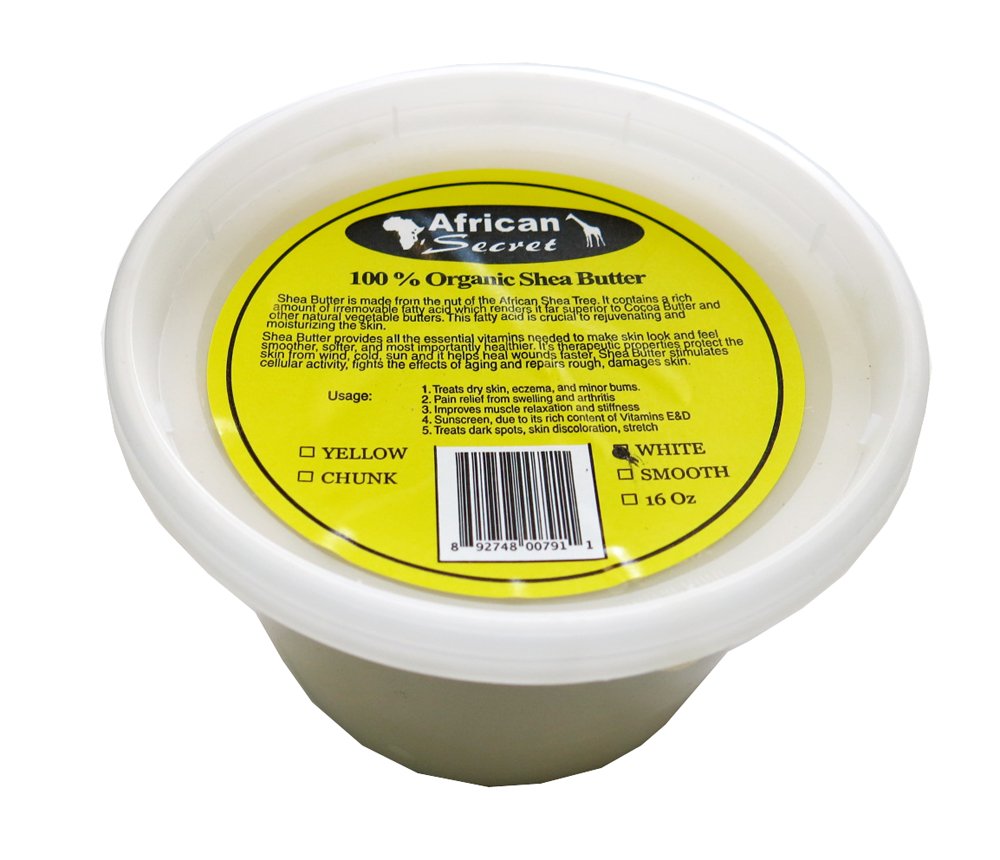 African Secret 100% Natural Shea Butter White Solid, 16 Ounce
