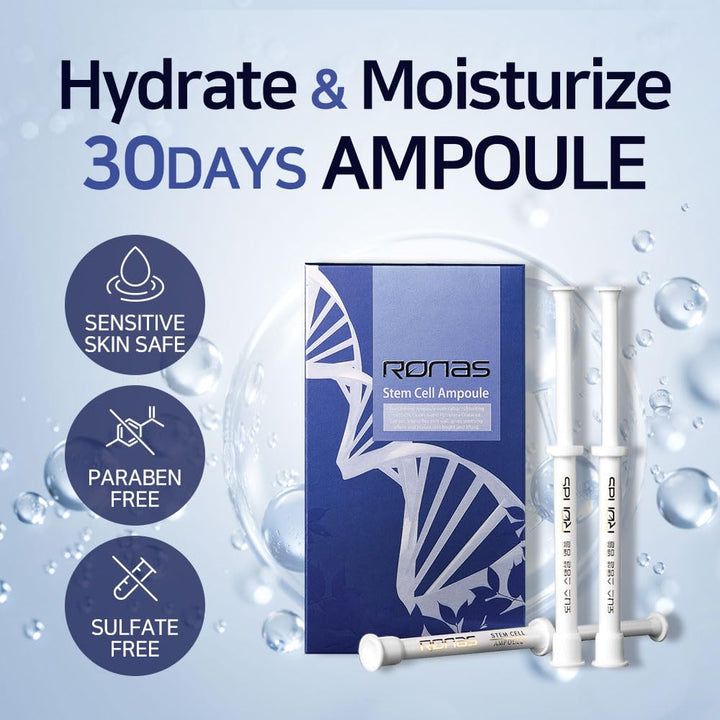 Stem Cell Ampoule 30ea.Advanced Anti Aging hydrating Formula.Dermatologists Approved and Recommended as Best Anti Aging serum. Pea Plant Stem Cells Rejuvenate your Skin.