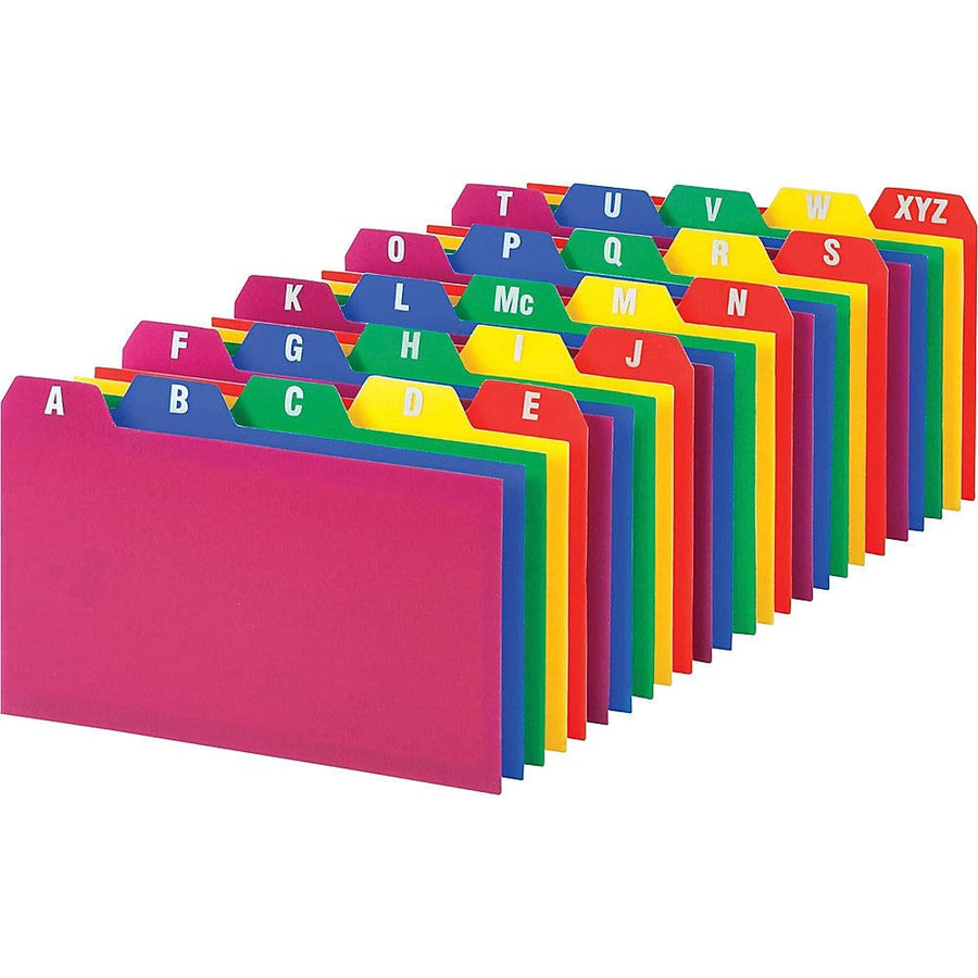Poly Index Card Guide Set, 3 x 5 Inches, A-Z, 1/5 Inch Cut Tabs, Assorted Colors, 25 per Set (73153)
