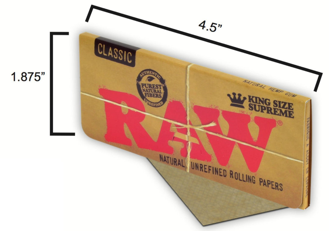 Raw Classic King Size Supreme Rolling Papers Full Box o