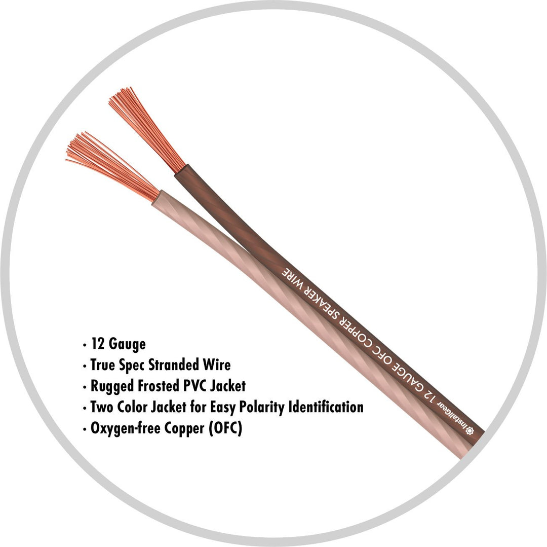 InstallGear 12 Gauge Speaker Wire (30ft) - Brown 12 AWG