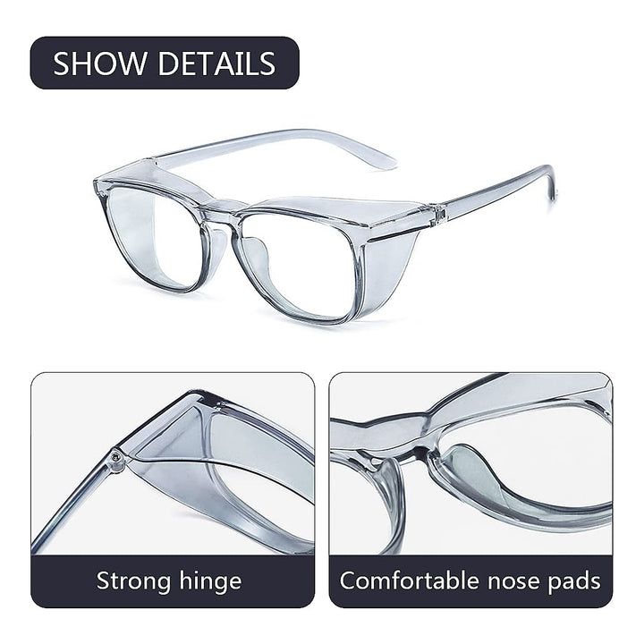 Safety Glasses for Women Nursing Safety Goggles Nurses Anti Fog Blue Light Blocking Lens Fashionable Clear Protective Eyewear, Grey