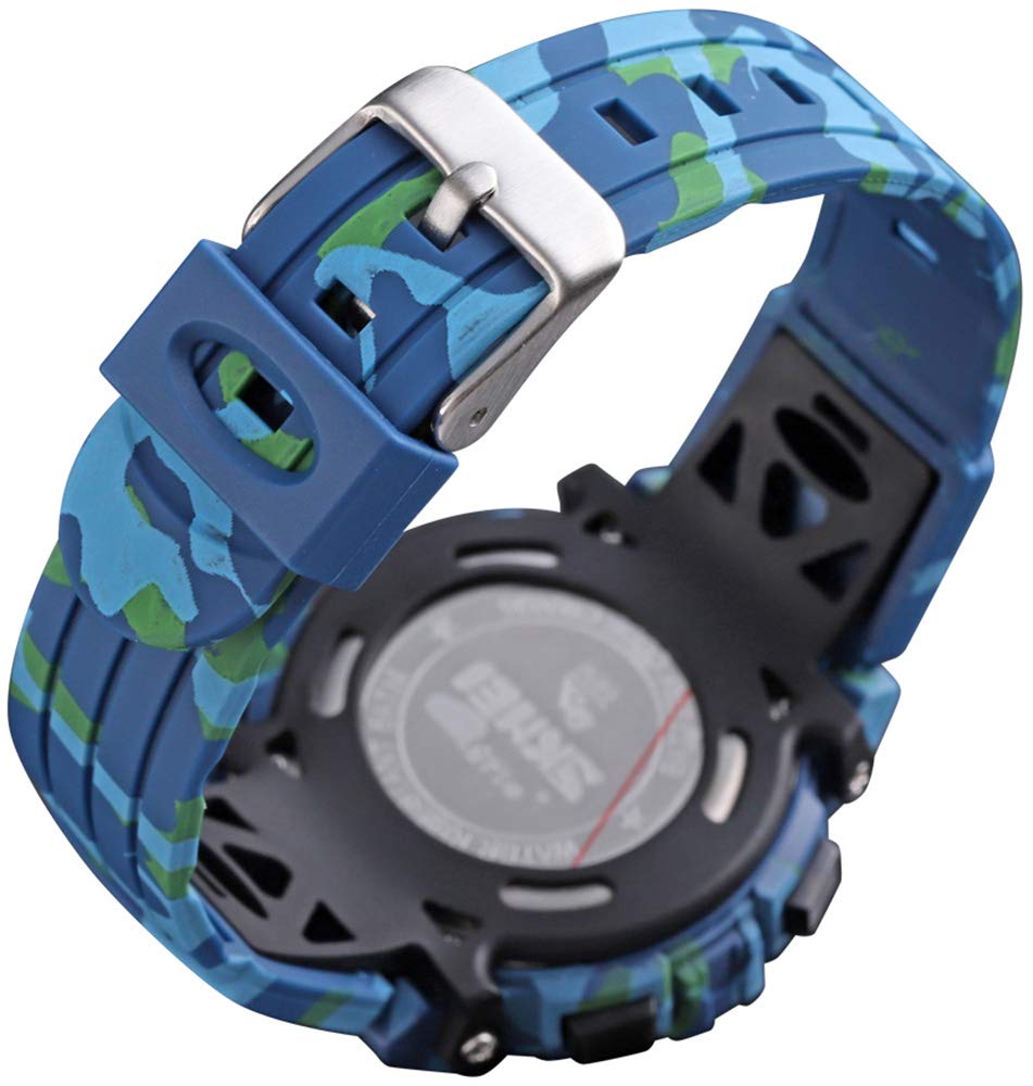 Men&#39;s Military Sports Electronic Watch Outdoor Mountaineering Multi Function Watch Waterproof Army Tactics Chronograph Large Dial Student Sport Watch LED Fashion Watch (X Blue Camouflage)