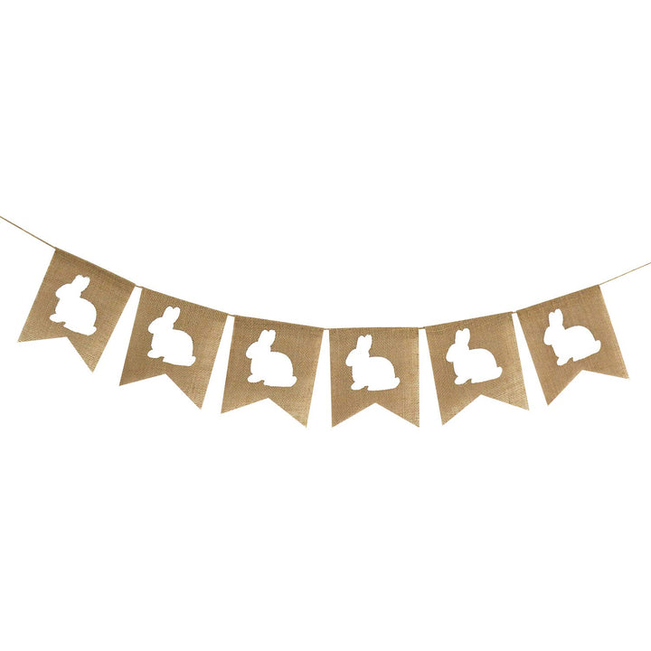 Easter Burlap Bunny Garland | Burlap Rabbit Garland Banner | Easter Decorations | Rustic White Bunny Garland for Mantle