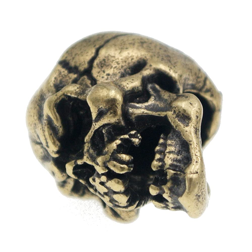 Antique Skull Brass Lanyard Bead DIY Knife Paracord Parachute Cord Beads Copper Keychain Handcrafted Charms (Gold)