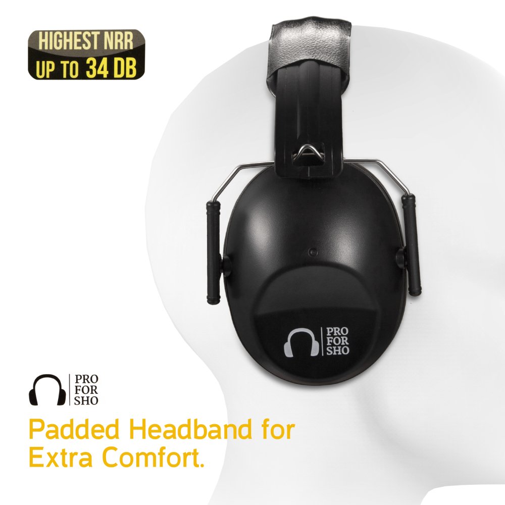 34dB Shooting Ear Protection - Special Designed Ear Muffs Lighter Weight & Maximum Hearing Protection, Black