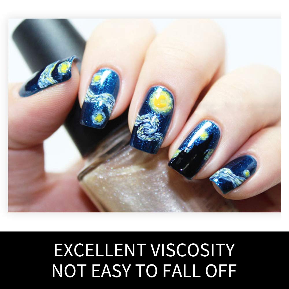 Bluezoo Full Nail Art Sticker Van Gogh&#39;s Starry Night Fullnail Stickers,14 Decals/sheet (Pack of 2 Sheets)