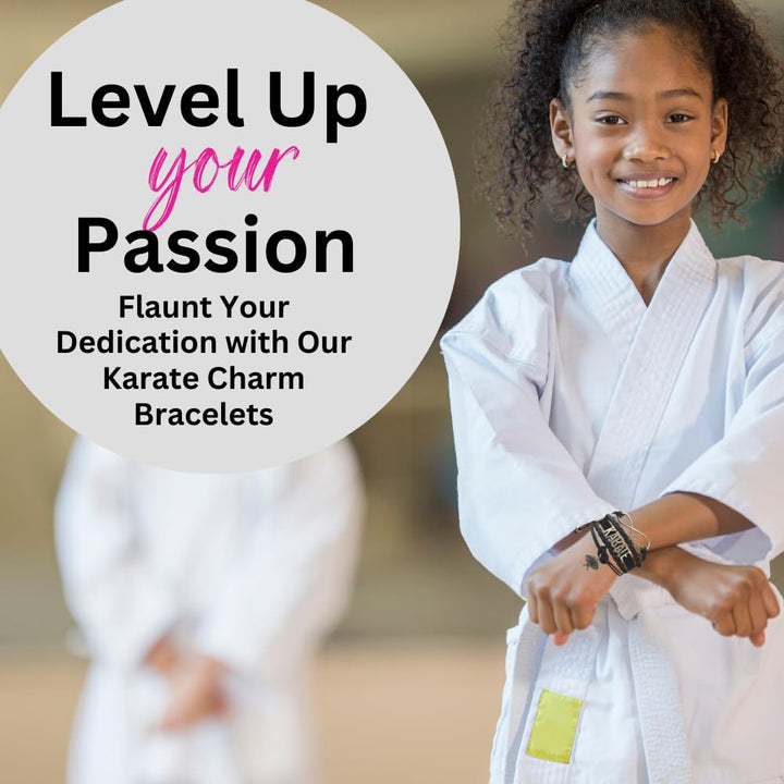 Karate Charm Bracelet - Infinity Karate Adjustable Charm Bracelet with Martial Arts Charm - Gift for Women (Black)