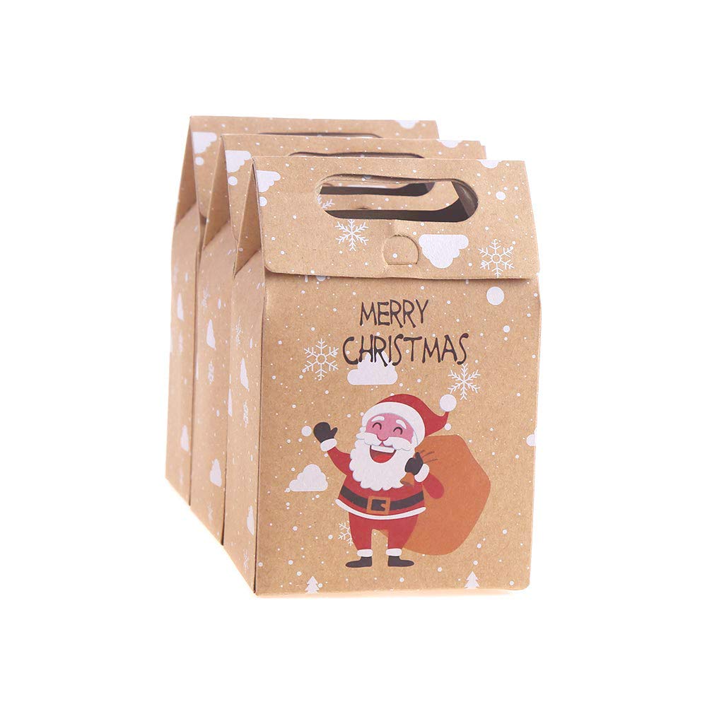24Pcs Christmas Paper Gift Boxes with Handle, Christmas Element Assorted Bags for Christmas Party Supplies (6 Different Style)