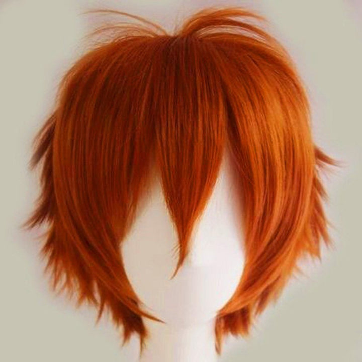 S-noilite Unisex Cosplay Short Straight Hair Wig Women Mens Anime Comic Party Costume Wigs Dark Orange