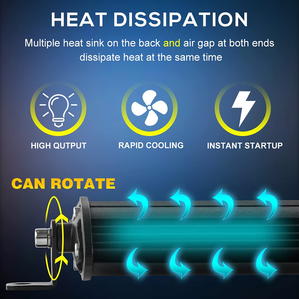 Led Light Bar Single 7 inch Slim Single Row Lightbar Driving Combo Beam Off Road Fog Work Lights with Mounting Brackets &amp; 6D Reflectors for Truck, Car, Cabin, Boat, ATV, UTV